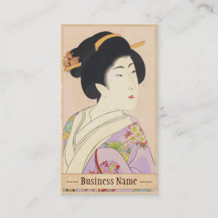 Cool japanese vintage lady geisha portrait art appointment card