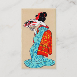 Cool japanese vintage lady geisha portrait art business card