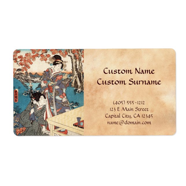 Cool japanese vintage ukiyo-e geisha old scroll (Front)