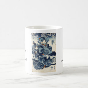 Cool japanese vintage ukiyo-e geisha scroll art coffee mug