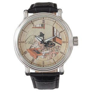 Cool japanese vintage ukiyo-e geisha scroll art watch