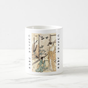 Cool japanese vintage ukiyo-e geisha scroll coffee mug
