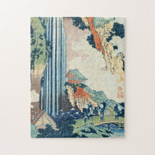 Cool japanese vintage ukiyo-e Hokusai waterfall Jigsaw Puzzle