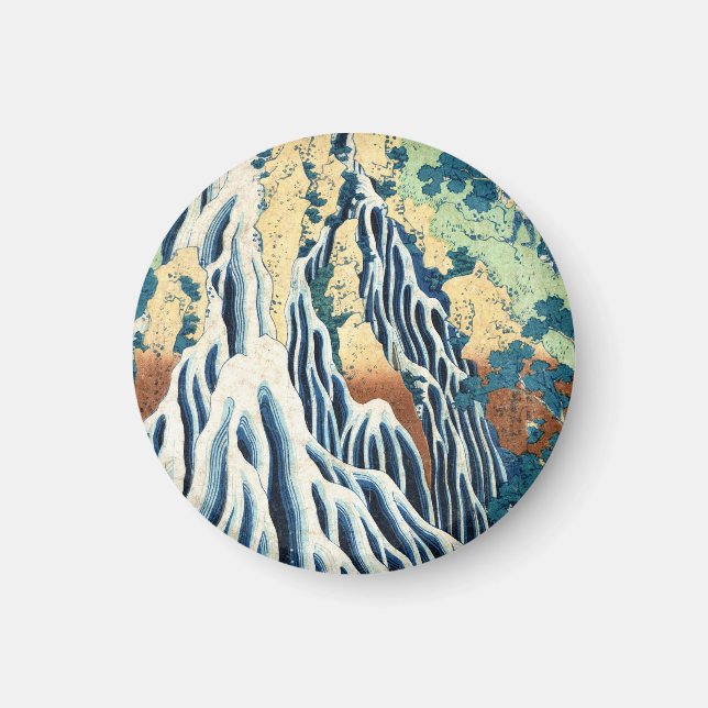 Cool japanese vintage ukiyo-e Hokusai waterfall Magnet (Front)