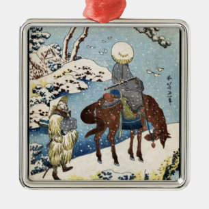 Cool japanese vintage ukiyo-e raider winter scene metal tree decoration