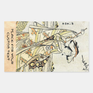 Cool japanese vintage ukiyo-e scroll geisha rectangular sticker