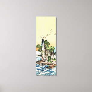 Cool japanese vintage ukiyo-e sea rock village art canvas print
