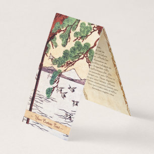 Cool japanese vintage ukiyo-e sea tree birds fuji business card