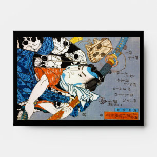 Cool japanese warrior hero samurai skull art envelope