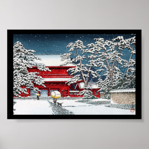 Cool japanese winter temple shrine kyoto scenery poster