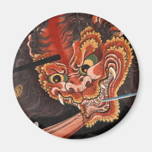 Cool Japanese Yokai Oni King Fine Art Magnet