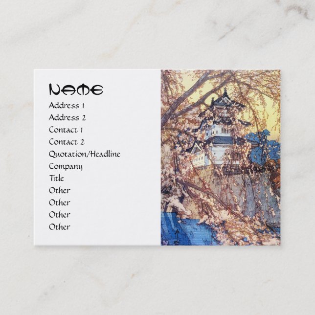 Cool japanese Yoshida Hirosaki Castle hanga art Business Card (Front)