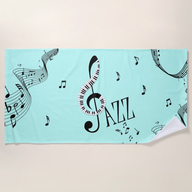 Cool Jazz Aqua Beach Towel (Front)