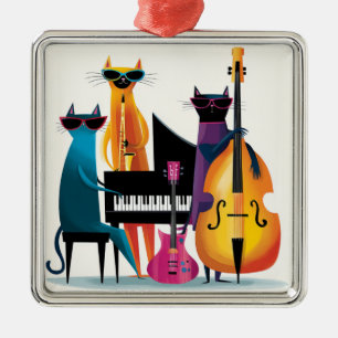 Cool Jazz Cats Musicians Band Metal Tree Decoration