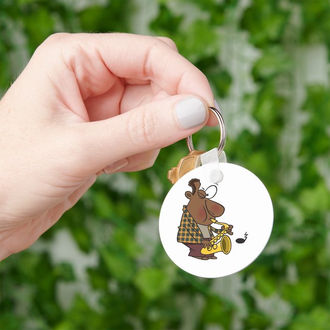 Cool Jazz Man Playing Saxophone Key Ring (Creator Uploaded)