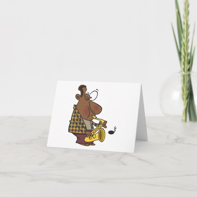 Cool Jazz Man Playing Saxophone Thank You Card (Front)