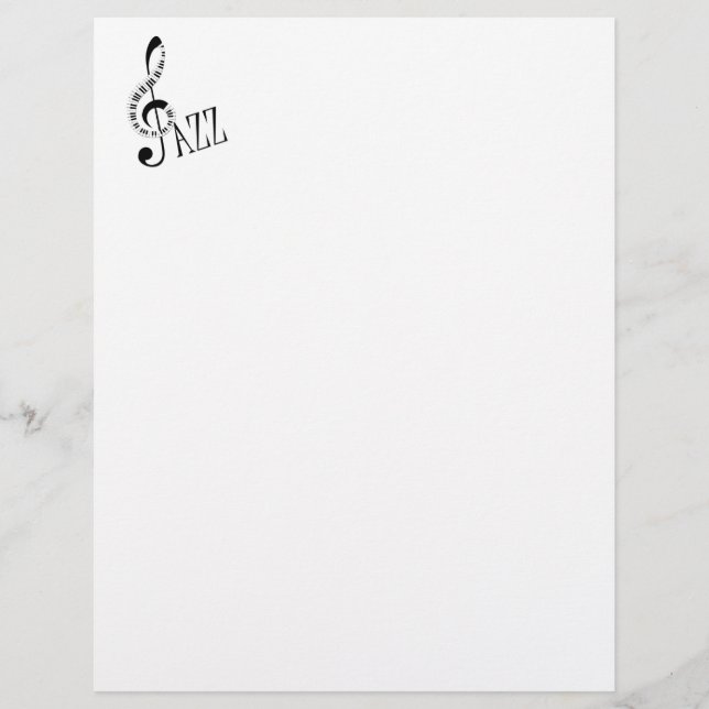 Cool Jazz Music Stationery Paper (Front)