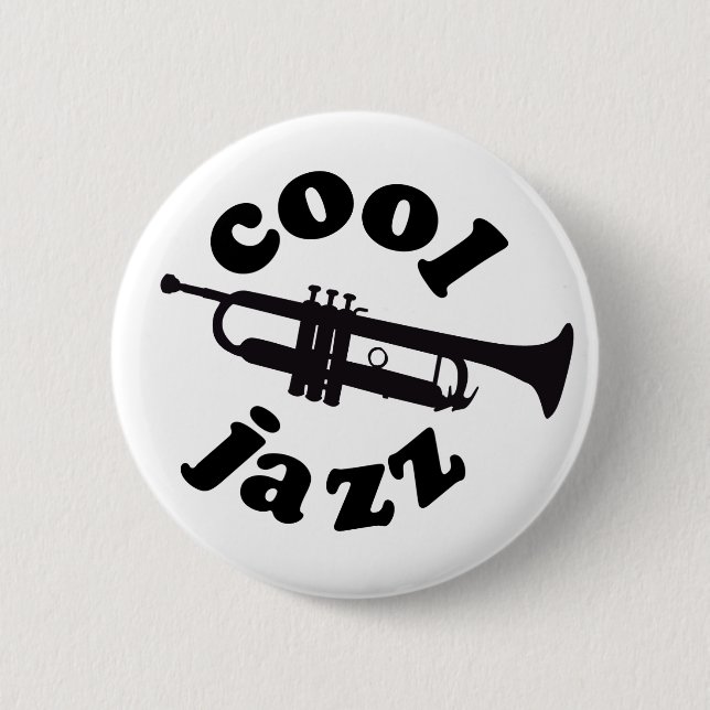 cool jazz print silhouette trumpet 6 cm round badge (Front)
