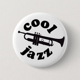 cool jazz print silhouette trumpet 6 cm round badge