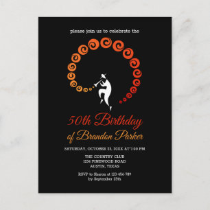 Cool Jazz Trumpet Musician 50th Birthday Party Invitation Postcard