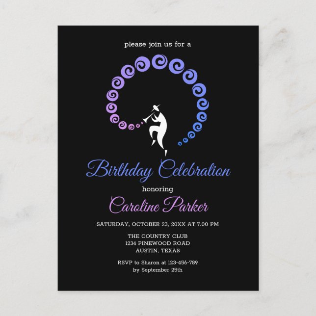 Cool Jazz Trumpet Musician Birthday Party Invitation Postcard (Front)