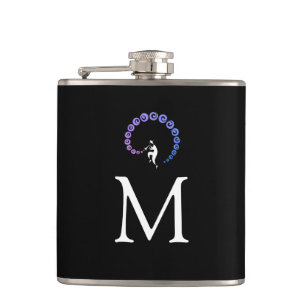 Cool Jazz Trumpet Musician Monogram Blue Lilac Hip Flask