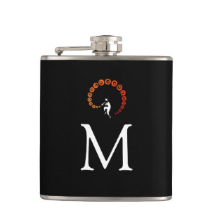Cool Jazz Trumpet Musician Monogram Yellow Orange Hip Flask