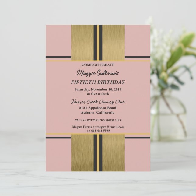 Cool Jazzy Gold Invitation (Standing Front)