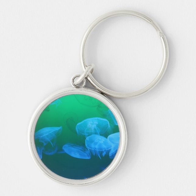 Cool Jellyfish Green Blue Gradient Key Ring (Front)