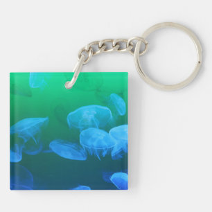 Cool Jellyfish Green Blue Gradient Key Ring