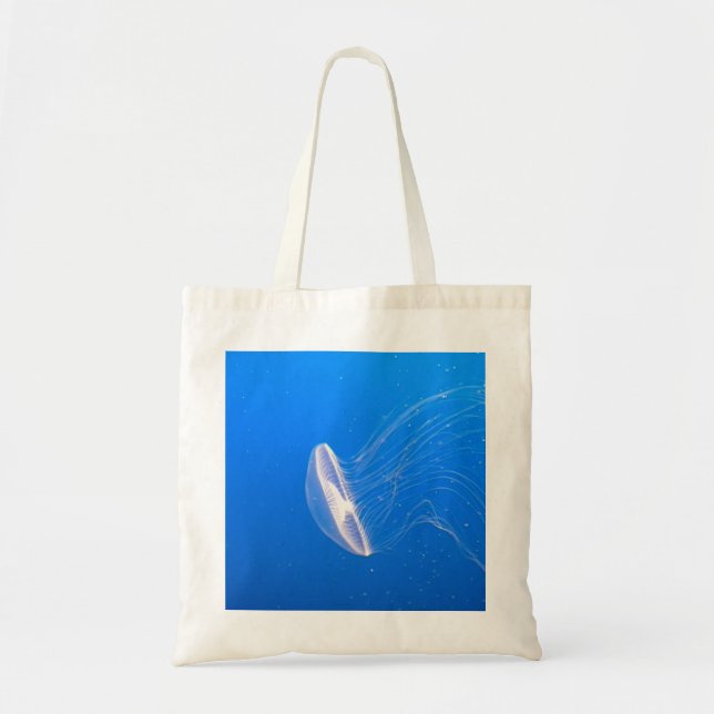 Cool Jellyfish Tentacles Bright Blue Water Tote Bag (Front)