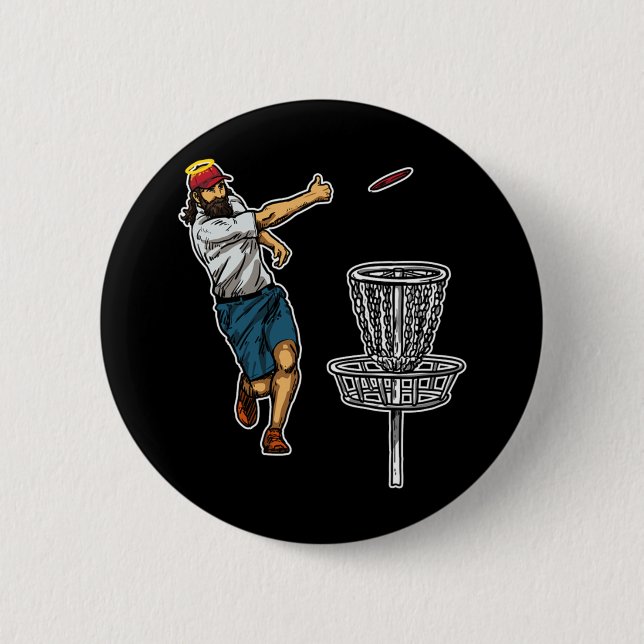 Cool Jesus Disc Golf Gift Idea 6 Cm Round Badge (Front)