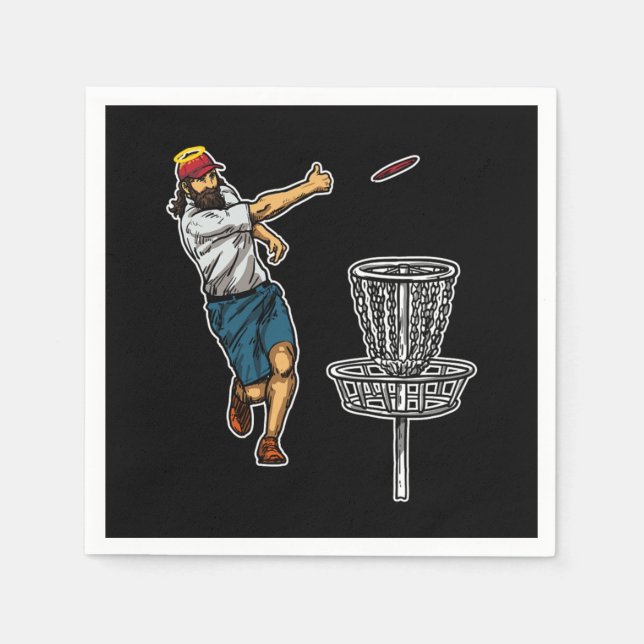 Cool Jesus Disc Golf Gift Idea Napkin (Front)