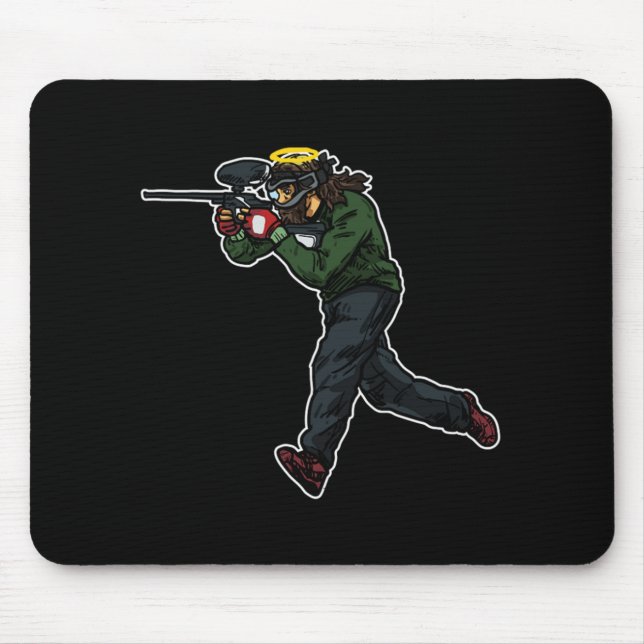 Cool Jesus Paintball Gift Idea Mouse Mat (Front)