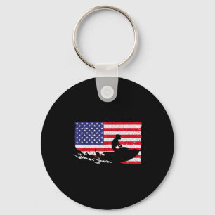 Cool jet ski for men women skiers american flag key ring