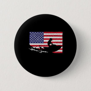Cool Jet Ski For Men Women Skiers Us American Flag 6 Cm Round Badge