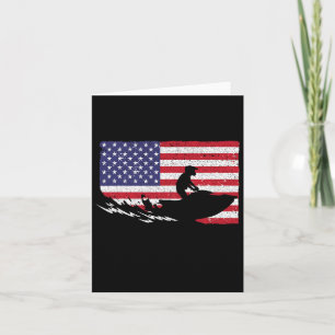 Cool Jet Ski For Men Women Skiers Us American Flag Card