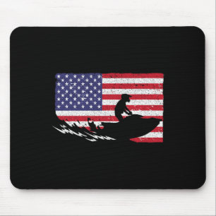 Cool Jet Ski For Men Women Skiers Us American Flag Mouse Mat