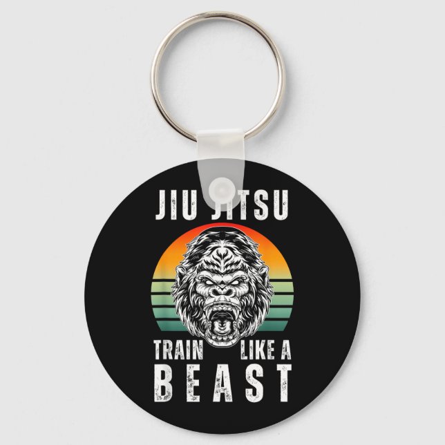 Cool jiu Jitsu Train Like a Roaring Gorilla Key Ring (Front)