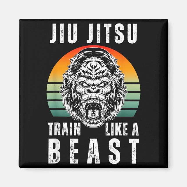 Cool jiu Jitsu Train Like a Roaring Gorilla Magnet (Front)