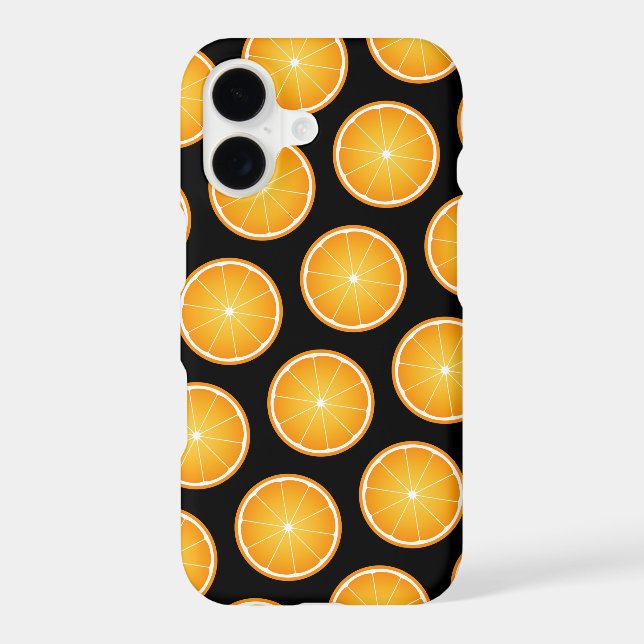Cool Juicy Orange fruit slices pattern on black  iPhone Case (Back)