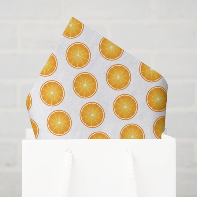 Cool Juicy Orange fruit slices pattern on white Tissue Paper (Gift Bag)