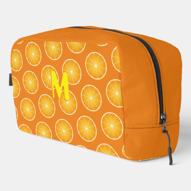 Cool Juicy Orange yellow fruit slices Monogram Dopp Kit (Right Corner)