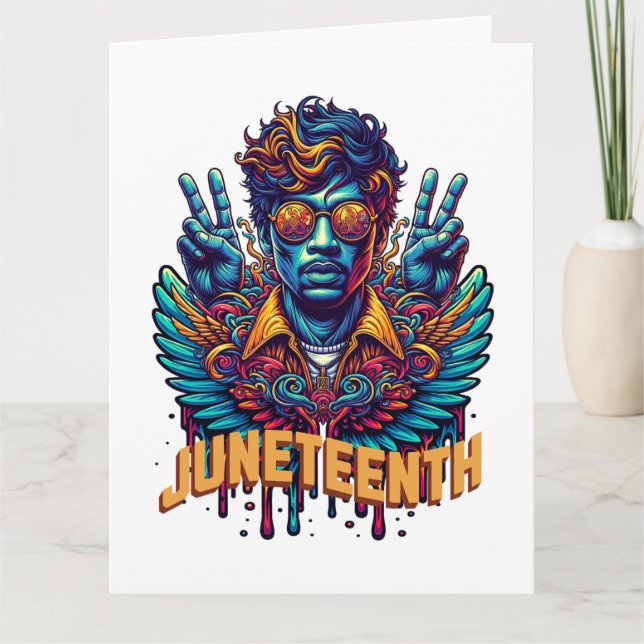 Cool Juneteenth Black History Month Angel Freedom  Card (Front)