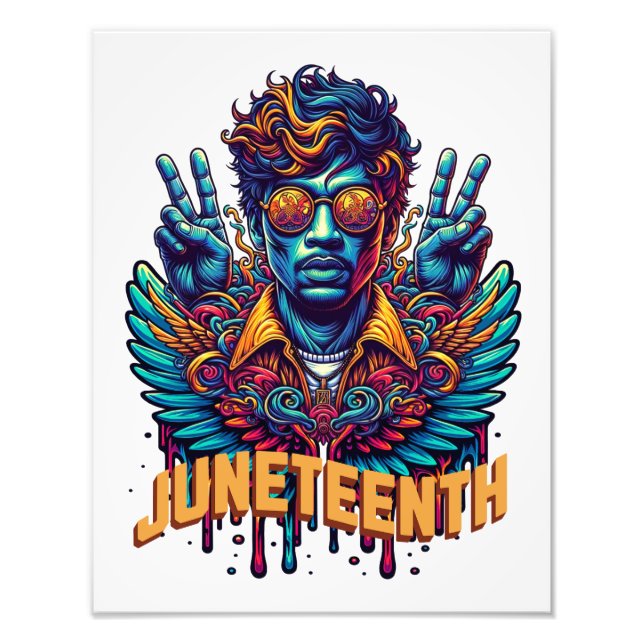 Cool Juneteenth Black History Month Angel Freedom  Photo Print (Front)