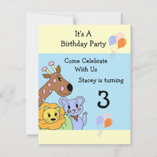 Cool Jungle Animal Birthday Invitation