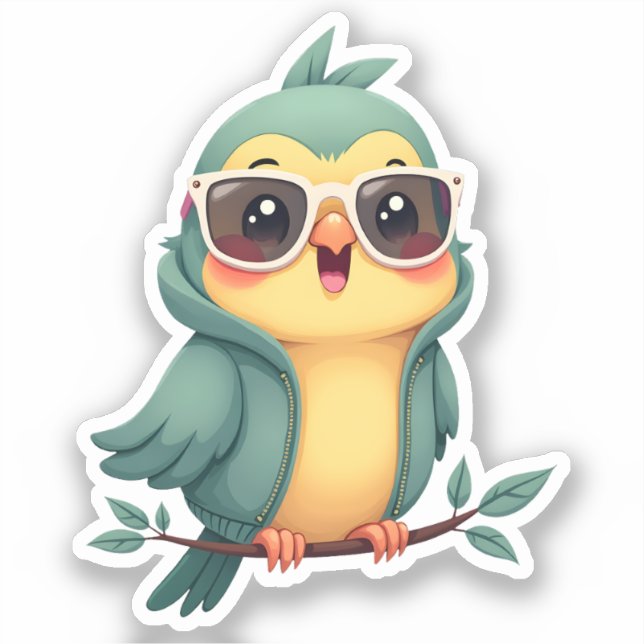 Cool Jungle Parrot | Tropical Kawaii Bird (Front)