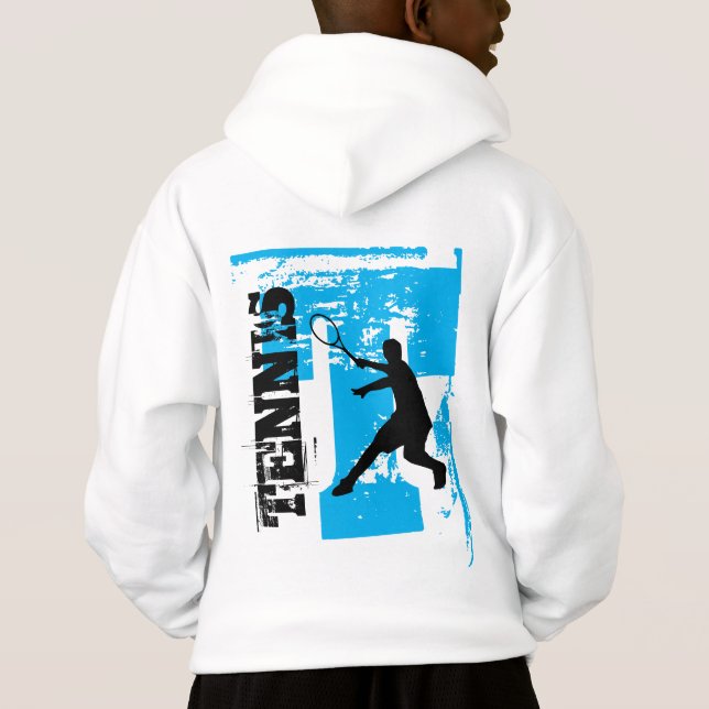 Cool junior tennis player pullover hoodie for kids (Back)