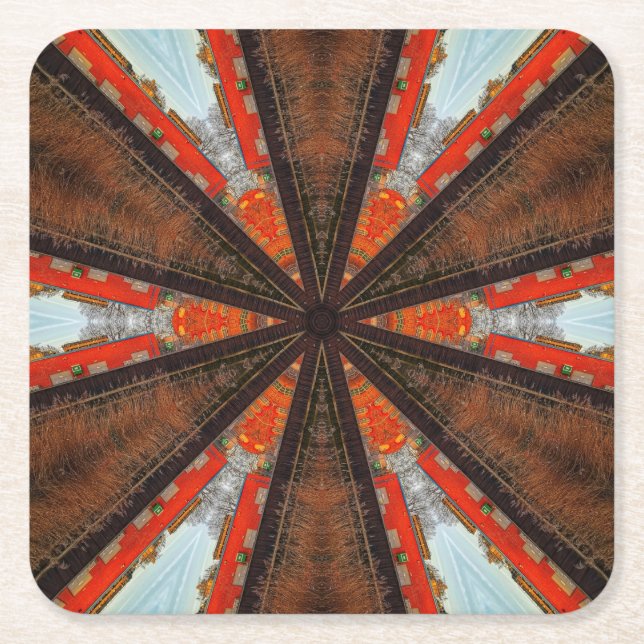 Cool Kaleidoscope View of Industry Square Paper Coaster (Front)