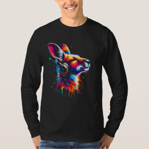 Cool Kangaroo Headphone Music Art Christmas Birthd T-Shirt
